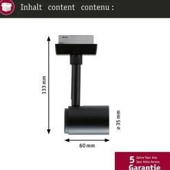 Paulmann URail skinnespot Runa, sort mat, GU10