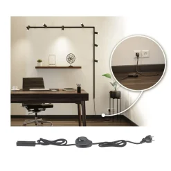 Paulmann URail strømforsyningskabel/afbryder sort mat 2,4 m