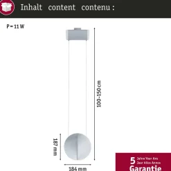 Paulmann URail-pendel Alejandro krom 4.000 K 3-trins dæmpbar