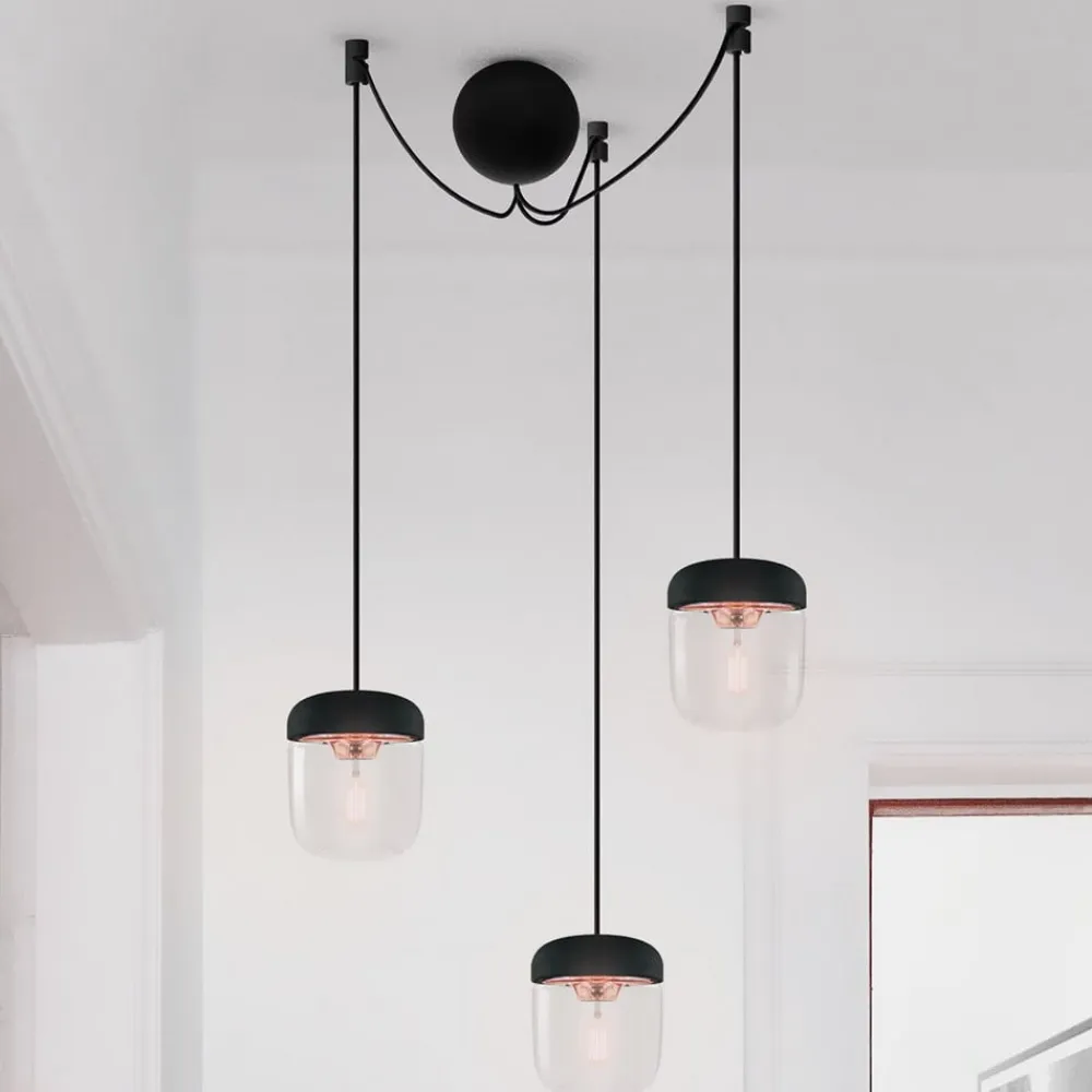 UMAGE Pendellampe Acorn sort og kobber - 3 lyskilder