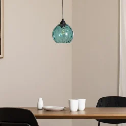 Opviq Pendellampe Benek, blå, glas, Ø 20 cm, E27