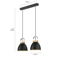 Lamkur Pendellampe Bergen, 2 lyskilder, grafit