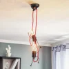 EMIBIG LIGHTING Pendellampe Bobi 2 i sort, kabel rød, 2 lyskilder.