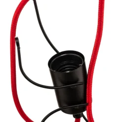 EMIBIG LIGHTING Pendellampe Bobi 2 i sort, kabel rød, 2 lyskilder.