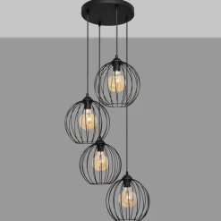 HELAM Pendellamper|Pendellamper>Pendellampe Cumera i sort, 4 lyskilder, rund