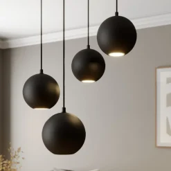 Pendellampe Midnight sort 4 lyskilder rund^HELAM Best