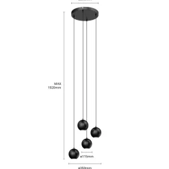 Pendellampe Midnight sort 4 lyskilder rund^HELAM Best