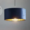Maco Design Pendellampe Salina silke stof blå/guld Ø 50cm