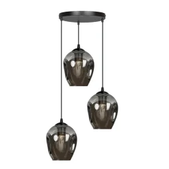 EMIBIG LIGHTING Pendellampe Starla, glas grafit, 3 lyskilder rund