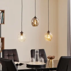 EMIBIG LIGHTING Pendellamper>Pendellampe Starla lige 3 lyskilder grafit/amber/klar