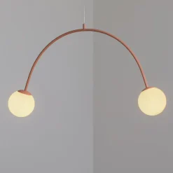 Pendellampe Una 2, metal, glas, 2 lyskilder, koralrød^ALDEX Outlet