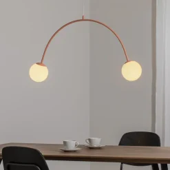 Pendellampe Una 2, metal, glas, 2 lyskilder, koralrød^ALDEX Outlet