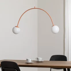 Pendellampe Una 2, metal, glas, 2 lyskilder, koralrød^ALDEX Outlet