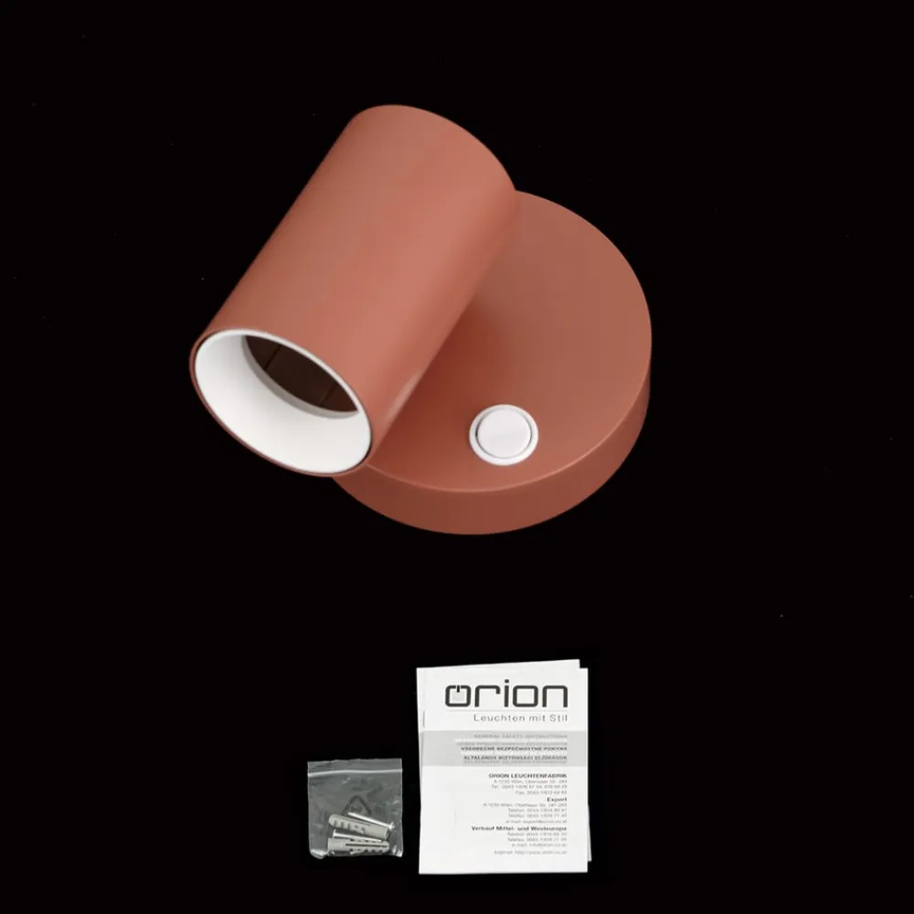 ORION Væglamper>Penn vægspot, koralrød, Ø 10,5 cm, stål/aluminium