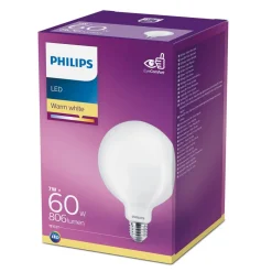 Philips Led Pærer>Classic LED-pære E27 G120 7W 2.700K opal