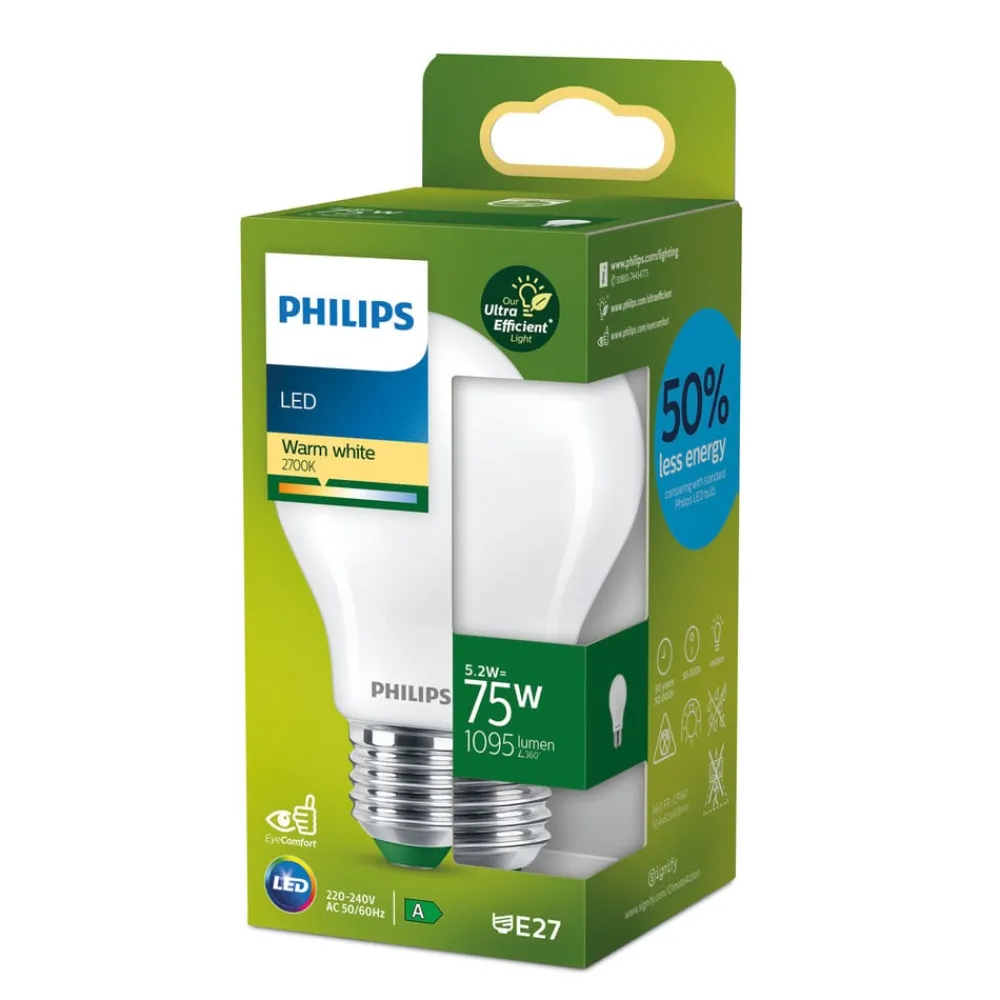 Philips Led Pærer>E27 LED-pære A60 5,2 W 1095lm 2.700 K mat