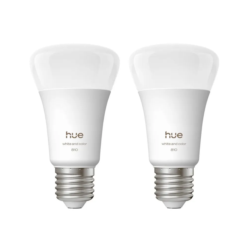 Philips Hue Dæmpbar Led-Pære|Smarte Lyskilder>WACA Smart E27 LED, 6 W, 810 lm, CCT RGB, 2-pak