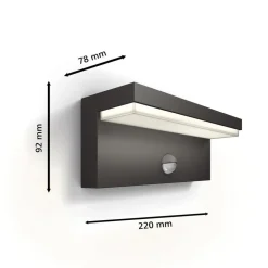 LED udendørs væglampe Bustan UE, sensor, 2.700 K^Philips Discount