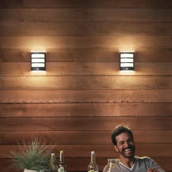 Philips Væglampe Med Sensor>LED udendørs væglampe Python UE, antracit, sensor