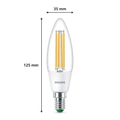 Philips LED-kertepære E14 2,3W 485lm klar 3.000K