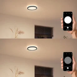 Philips LED-loftlampe Aio RD sort Ø 30 cm fjernbetjening