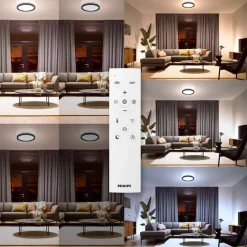 Philips LED-loftlampe Aio RD sort Ø 30 cm fjernbetjening