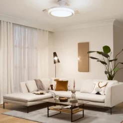 Philips LED-loftventilator Bliss, hvid/hvid, støjsvag, CCT