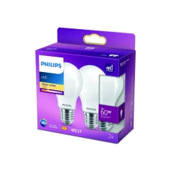 LED-pære E27 7 W 2.700 K opal, 2 stk^Philips Hot