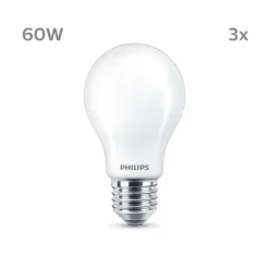 Philips LED-pære E27 7 W 806lm 2.700 K mat 3 stk