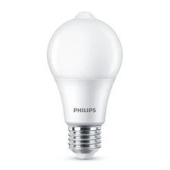 Philips Led Pærer>LED-pære E27 A60 sensor 8W 2.700K, mat