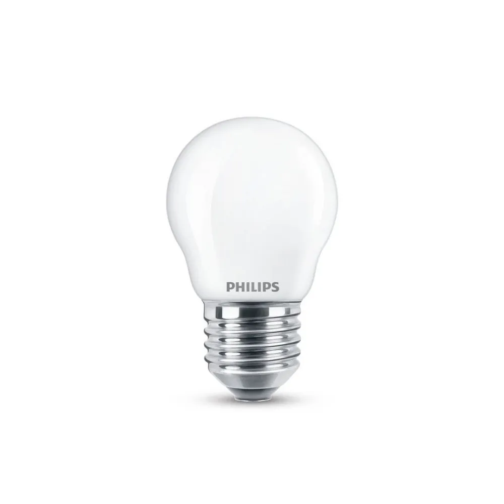 Philips Led Pærer>LED-pære E27 P45 4,3 W 2.700K opal 2 stk