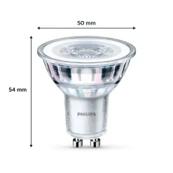 Philips LED-pære GU10 3,5W 255lm 827 klar 36° 3 stk