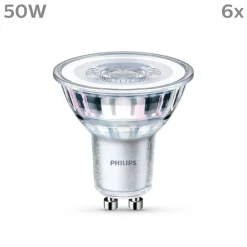 LED-pære GU10 4,6W 355lm 827 klar 36° 6 stk^Philips Hot