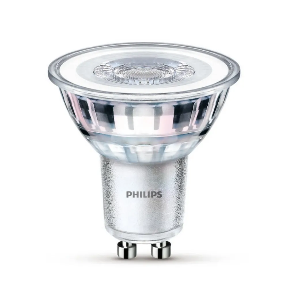 Philips Led Pærer>LED-pære GU10 3,5W 255lm 827 klar 36° 6stk