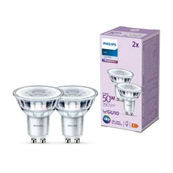 LED-pære GU10 4,6W 390lm 840 klar 36° 2 stk^Philips Clearance