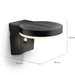 LED-solcellelampe til vægmontering Zonal, Ø hoved 16 cm^Philips New