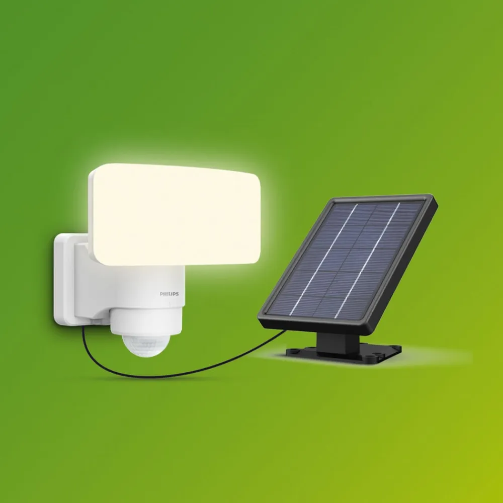 Philips Solcelle Lampe Med Sensor|Solcellelamper>LED-udendørs spotlampe Tylus, hvid, 5.000 K, sensor