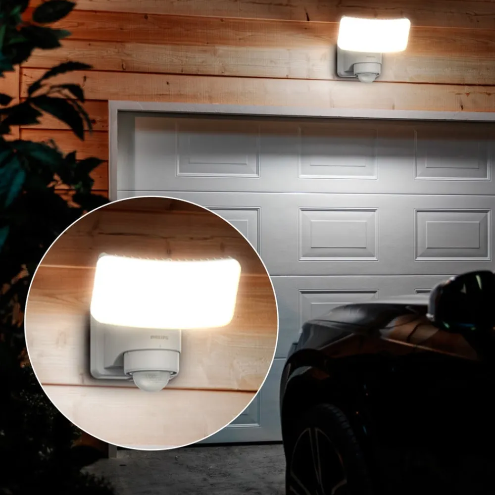 Philips Solcelle Lampe Med Sensor|Solcellelamper>LED-udendørs spotlampe Tylus, hvid, 5.000 K, sensor