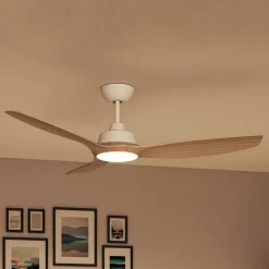 Philips LED-ventilator Olas, Ø 132 cm, brun/hvid, støjsvag