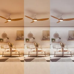 Philips LED-ventilator Olas, Ø 132 cm, brun/hvid, støjsvag