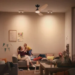 LED-ventilator Olas, Ø 132 cm, brun/sort, støjsvag^Philips