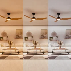 LED-ventilator Olas, Ø 132 cm, brun/sort, støjsvag^Philips