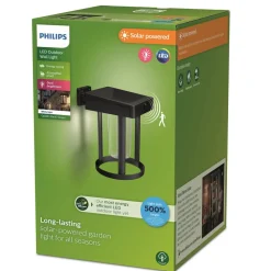 solcelle-væglampe Camill, sort/klar, Ø 14 cm^Philips Outlet