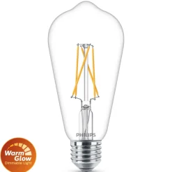 Philips Dæmpbar Led-Pære|Filament Pære>WarmGlow E27 LED-pære rustik 5,9 W klar