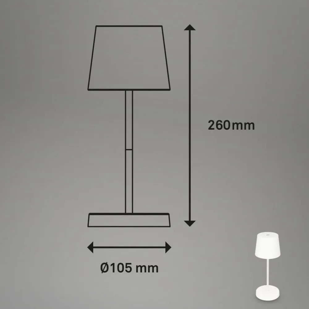 Briloner Piha LED-bordlampe med genopladeligt batteri, hvid