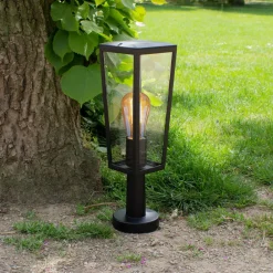 Pine sokkellampe af aluminium og glas, IP44^LUTEC New