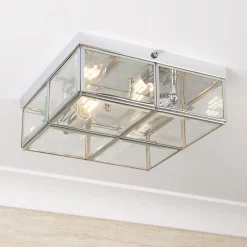 Searchlight Loftlamper>Pisa loftlampe, glasskærm, krom