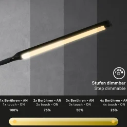 Briloner Pivaz LED-gulvlampe justerbar berøringsdæmper sort