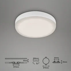 Briloner Plat LED-indbygningsspot, hvid, Ø 7,5 cm, 4.000K