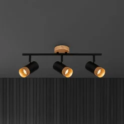 Briloner Plek loftspot GU10 sort/træ, 3 lyskilder
